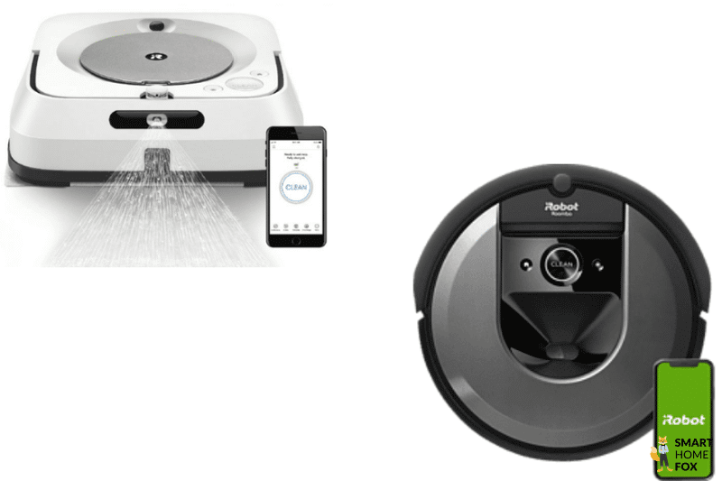 Die i-Serie und die Braava-Serie von iRobot ist vor einem weißen Hintergrund zu sehen.